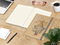 Notizbuch Match-Book Naturpapier-Hardcover individuell bedruckt, DIN A4, Papierfarbe/Lineatur Cremefarben/Winkelkaro, Einband-Papierfarbe Braun
