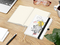 Notizbuch Match-Book Naturpapier-Hardcover individuell bedruckt, DIN A5, Papierfarbe/Lineatur Cremefarben/Punktraster, Einband-Papierfarbe Weiß