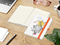 Notizbuch Match-Book Naturpapier-Hardcover individuell bedruckt, DIN A5, Papierfarbe/Lineatur Cremefarben/Winkelkaro, Einband-Papierfarbe Weiß