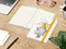Notizbuch Match-Book Naturpapier-Hardcover individuell bedruckt, DIN A5, Papierfarbe/Lineatur Cremefarben/Winkelkaro, Einband-Papierfarbe Weiß
