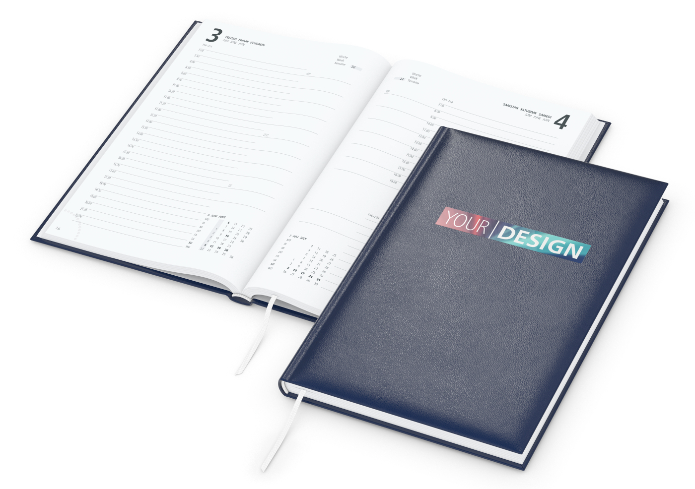 Tageskalender Basic Mo.–Fr. je 1 Seite 320 Seiten Kunstleder-Hardcover, Siebdruck-Digital inkl.