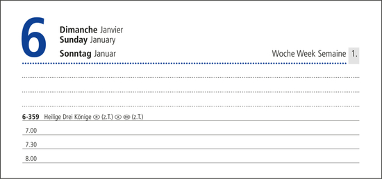 Tageskalender Manager Monatsregister Mo.–So. je 1 Seite Kunstleder-Hardcover, Siebdruck-Digital inkl.