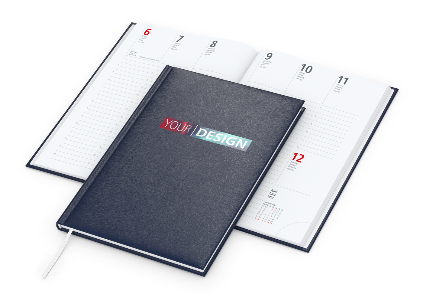 Wochenkalender Prestige A5 Kunstleder-Hardcover robust, Siebdruck-Digital inkl.