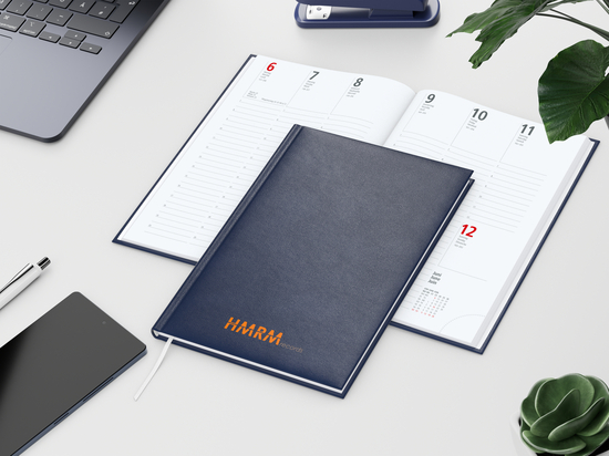 Wochenkalender Prestige A5 Kunstleder-Hardcover robust, Siebdruck-Digital inkl.