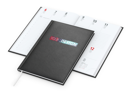 Wochenkalender Prestige A5 Kunstleder-Hardcover robust, Siebdruck-Digital inkl.