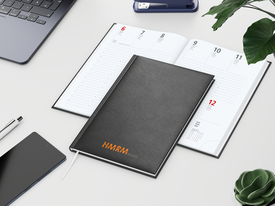 Wochenkalender Prestige A5 Kunstleder-Hardcover robust, Siebdruck-Digital inkl.