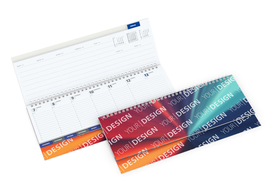 Tisch-Querkalender Master Monatsregister 1 Woche = 2 Seiten 8–21 Uhr, Einband Karton-Softcover
