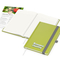 Notizbuch Organic-Book RECYCLING Apfelleder-Hardcover farbig A5, Lineatur Winkelkaro, Material-Infoblatt ja, Siebdruck-Digital inkl.