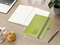 Notizbuch Organic-Book RECYCLING Apfelleder-Hardcover farbig A5, Lineatur Winkelkaro, Material-Infoblatt ja, Blindprägung inkl.
