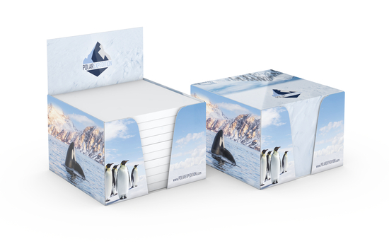 Haftnotiz-Box Pop-Up-Box Haftnotizblöcke weiß Karton-Box individuell bedruckt, 72 × 72 mm, Blattanzahl 500, Haftzettel-Gestaltung weiß