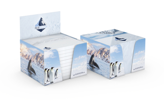 Haftnotiz-Box Pop-Up-Box Haftnotizblöcke weiß Karton-Box individuell bedruckt, 72 × 72 mm, Blattanzahl 500, Haftzettel-Gestaltung individuell