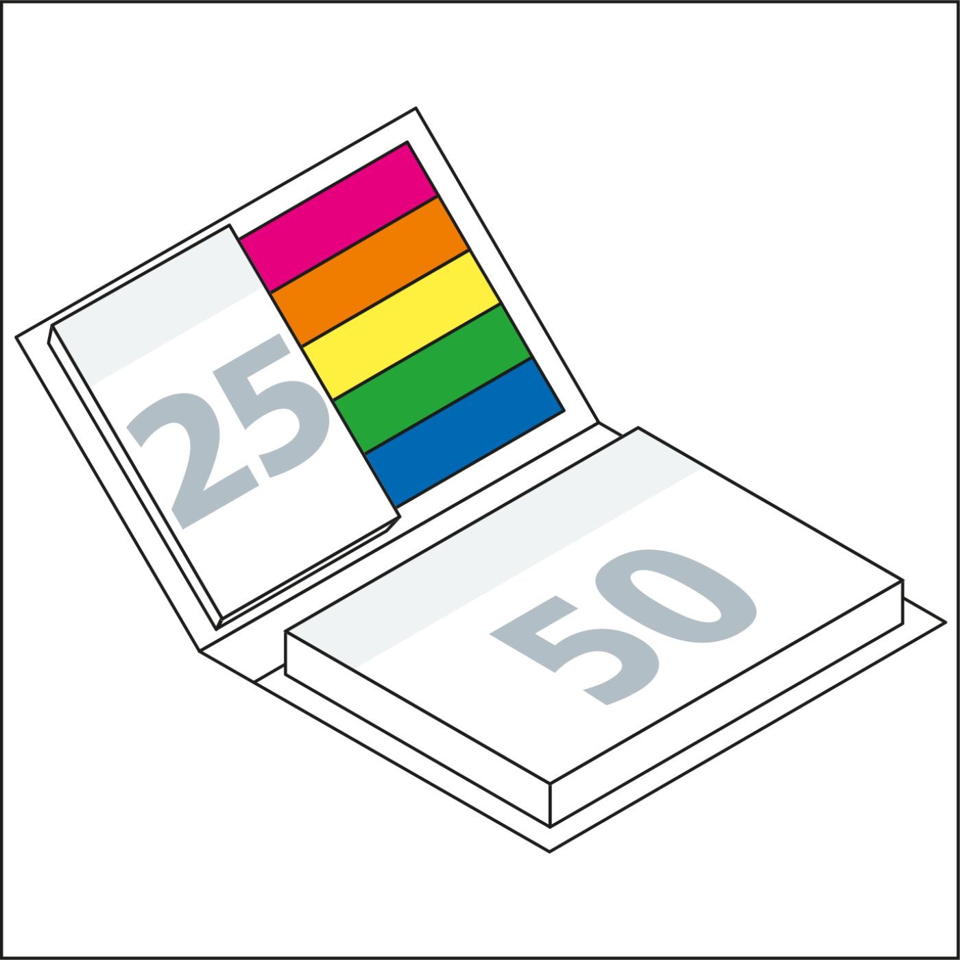 Haftnotiz-Set Oslo 50/25 Haftzettel Karton-Umschlag, Umschlag-Oberfläche matt