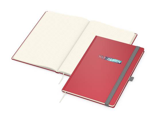 Notizbuch Vision-Book Kunstleder-Hardcover matt-farbig, DIN A4, Papierfarbe/Lineatur Cremefarben/Punktraster, Siebdruck-Digital inkl.