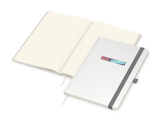 Notizbuch Vision-Book Kunstleder-Hardcover matt-farbig, DIN A4, Papierfarbe/Lineatur Cremefarben/Punktraster, Siebdruck-Digital inkl.