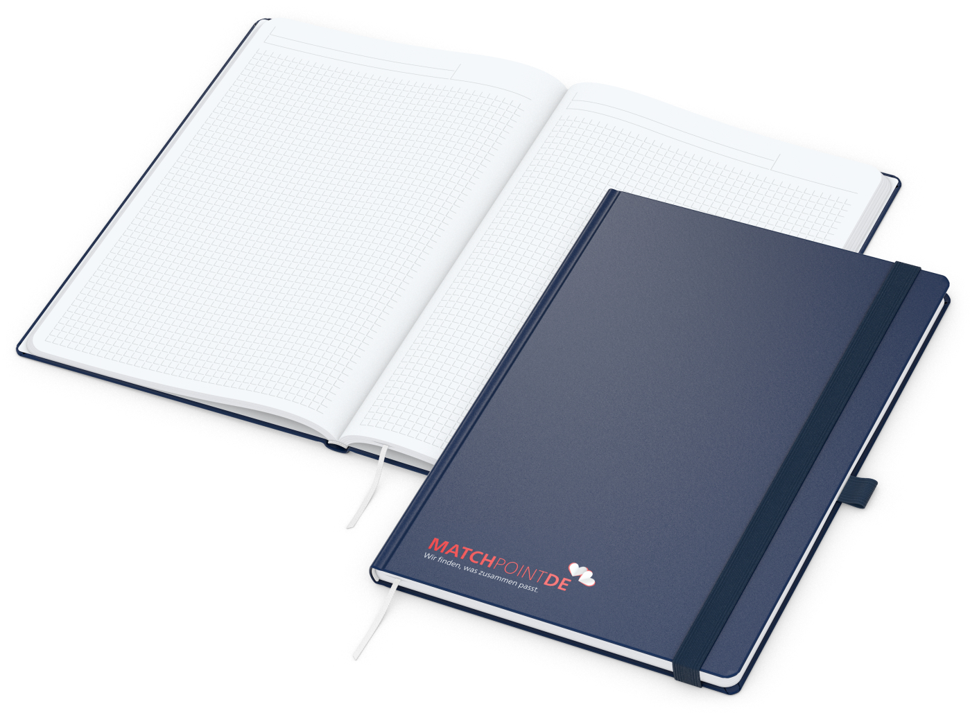 Notizbuch Vision-Book Kunstleder-Hardcover matt-farbig, DIN A4, Papierfarbe/Lineatur Hochweiß/Winkelkaro, Siebdruck-Digital inkl.