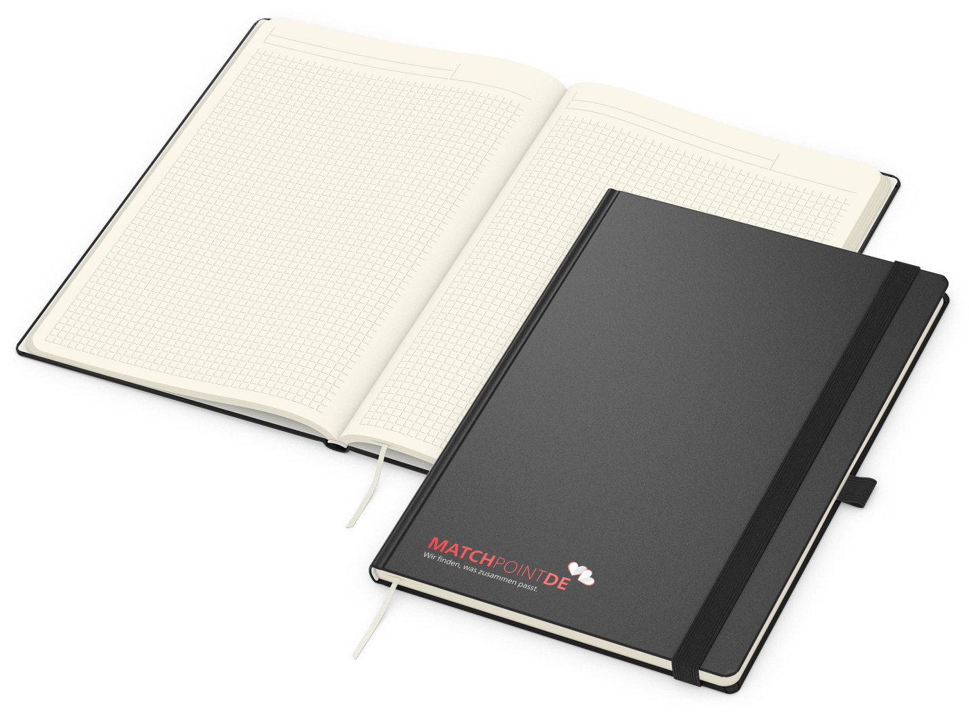 Notizbuch Vision-Book EXPRESS Kunstleder-Hardcover matt-farbig, DIN A4, Papierfarbe/Lineatur Cremefarben/Winkelkaro