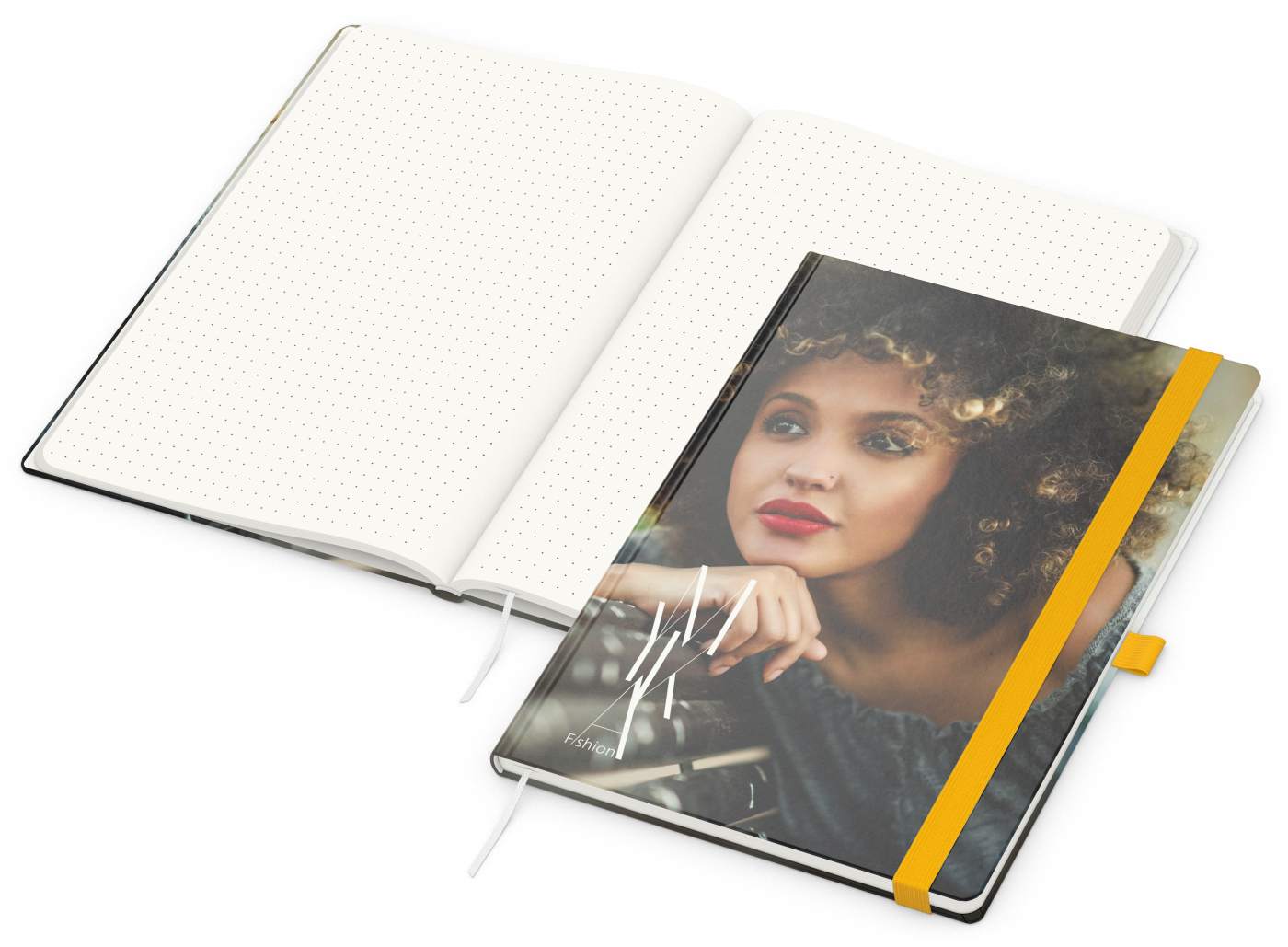 Notizbuch Match-Book RECYCLING Hardcover individuell bedruckt, DIN A4, Lineatur Punktraster, Einband-Material recyceltes Naturpapier