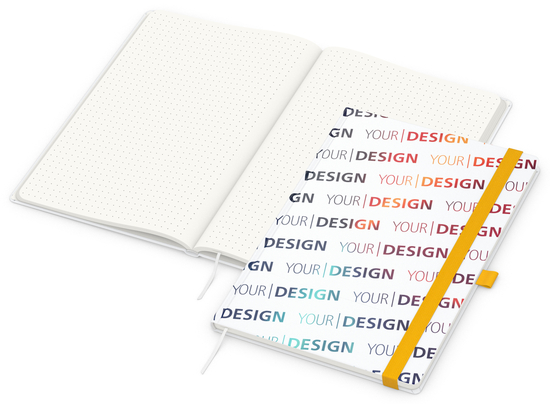 Notizbuch Match-Book RECYCLING Hardcover individuell bedruckt, DIN A4, Lineatur Punktraster, Einband-Material recyceltes Papier matt