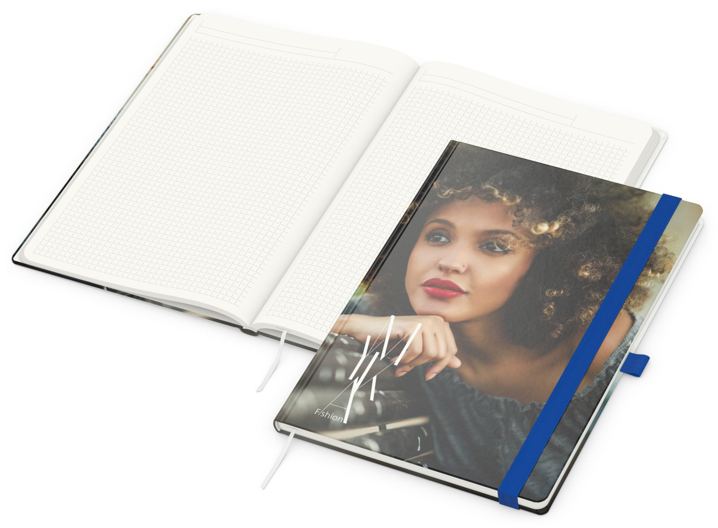 Notizbuch Match-Book RECYCLING Hardcover individuell bedruckt, DIN A4, Lineatur Winkelkaro, Einband-Material recyceltes Naturpapier