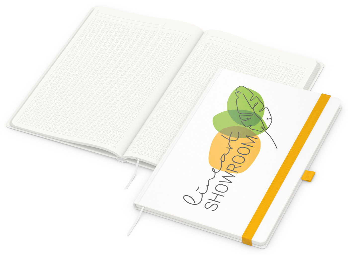Notizbuch Match-Book RECYCLING Hardcover individuell bedruckt, DIN A4, Lineatur Winkelkaro, Einband-Material recyceltes Papier matt
