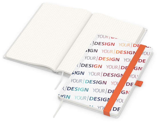 Notizbuch Match-Book RECYCLING Hardcover individuell bedruckt, DIN A5, Lineatur Punktraster, Einband-Material recyceltes Naturpapier