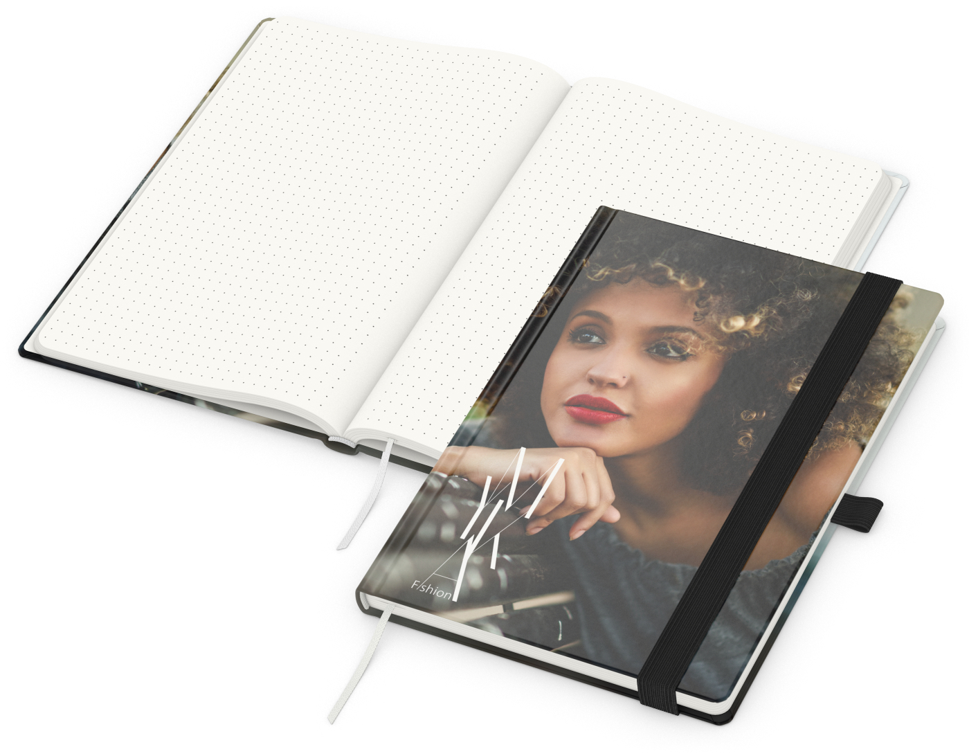 Notizbuch Match-Book RECYCLING Hardcover individuell bedruckt, DIN A5, Lineatur Punktraster, Einband-Material recyceltes Naturpapier