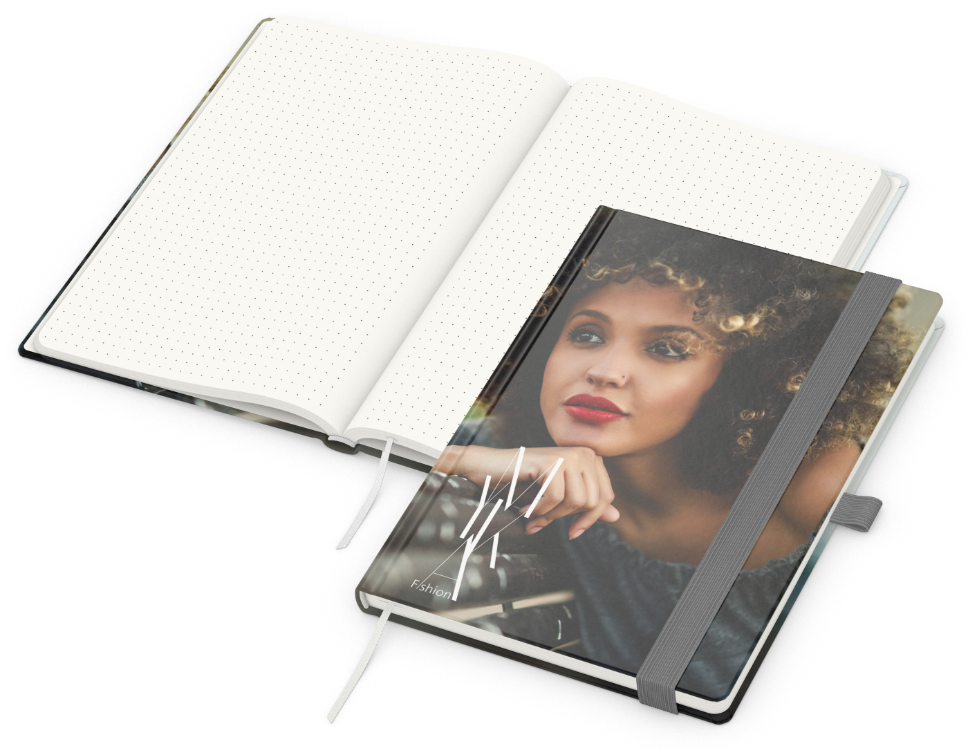 Notizbuch Match-Book RECYCLING Hardcover individuell bedruckt, DIN A5, Lineatur Punktraster, Einband-Material recyceltes Naturpapier