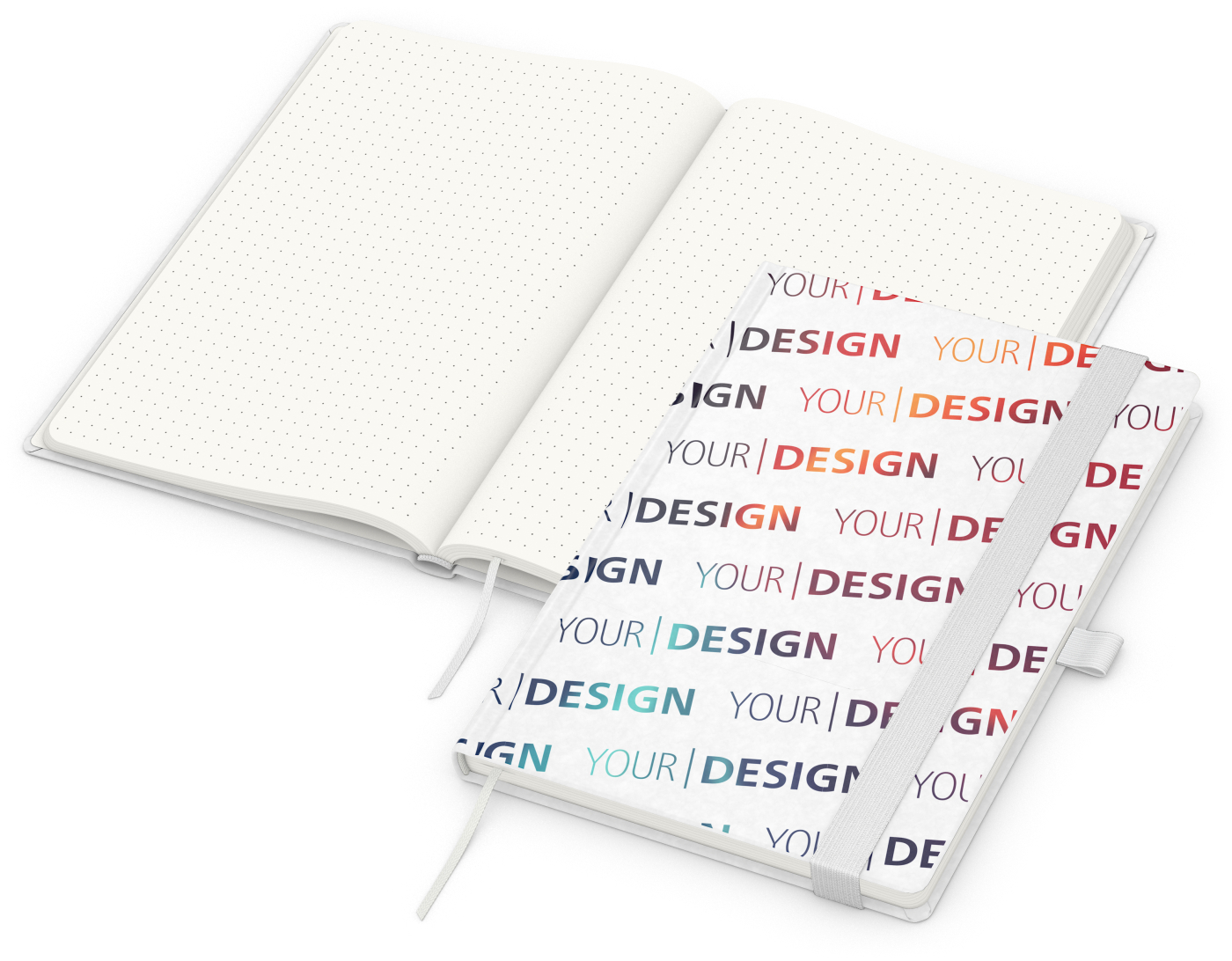 Notizbuch Match-Book RECYCLING Hardcover individuell bedruckt, DIN A5, Lineatur Punktraster, Einband-Material recyceltes Naturpapier