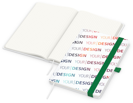 Notizbuch Match-Book RECYCLING Hardcover individuell bedruckt, DIN A5, Lineatur Punktraster, Einband-Material recyceltes Papier matt