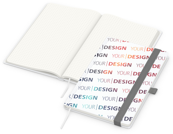 Notizbuch Match-Book RECYCLING Hardcover individuell bedruckt, DIN A5, Lineatur Punktraster, Einband-Material recyceltes Papier matt