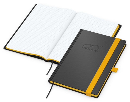 Notizbuch Hardcover Color-Book Ausstattung farbig, DIN A5, Lineatur Punktraster, Blindprägung inkl.