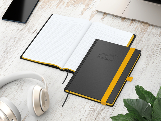 Notizbuch Hardcover Color-Book Ausstattung farbig, DIN A5, Lineatur Winkelkaro, Blindprägung inkl.