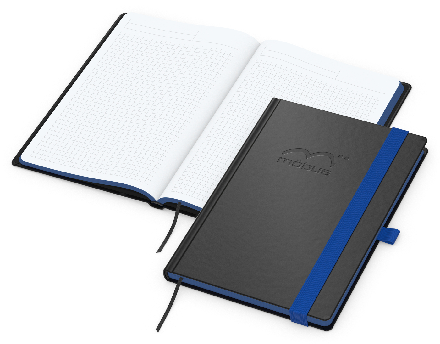Notizbuch Hardcover Color-Book Ausstattung farbig, DIN A5, Lineatur Winkelkaro, Blindprägung inkl.