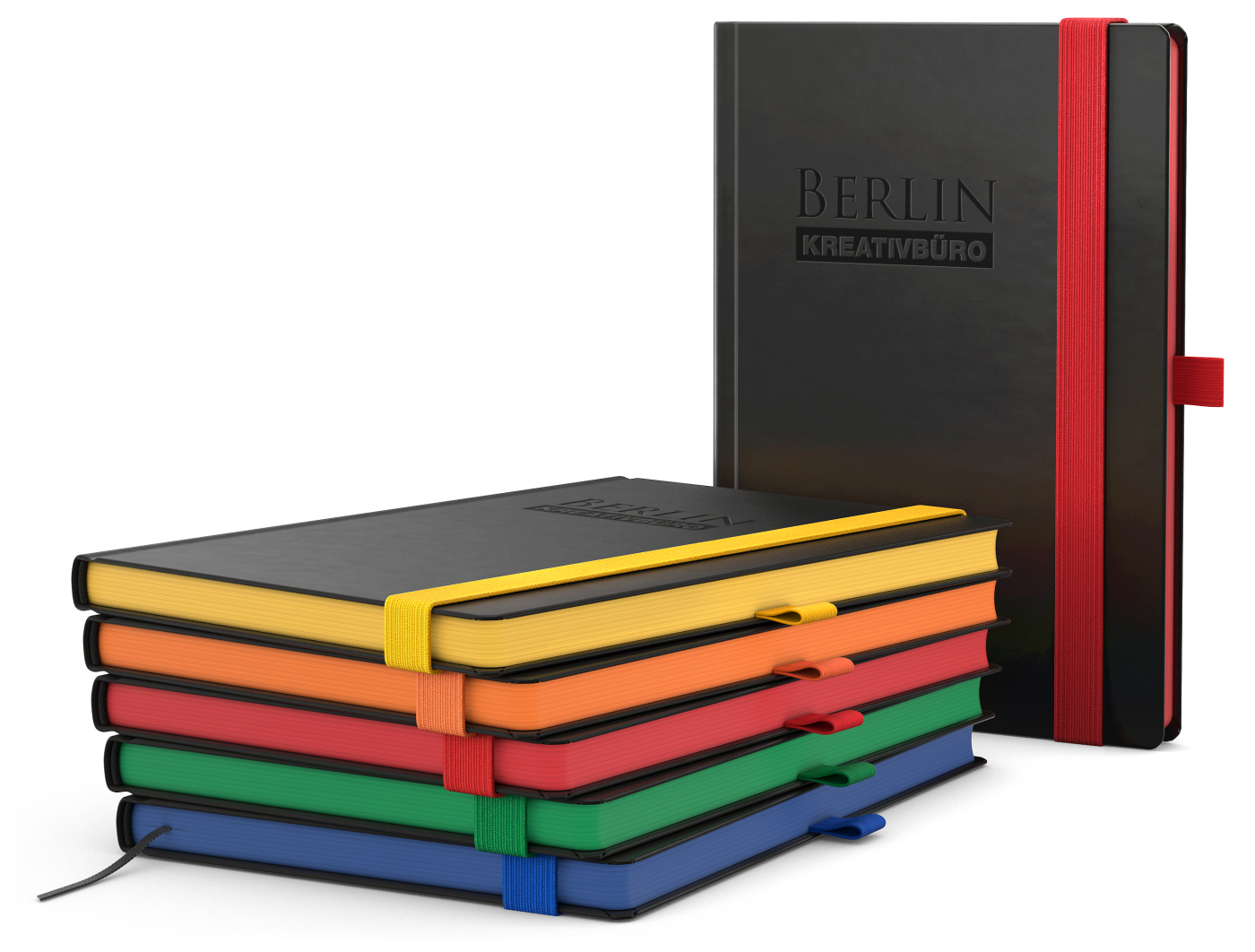Notizbuch Hardcover Color-Book Ausstattung farbig, DIN A5, Lineatur Winkelkaro, Blindprägung inkl.