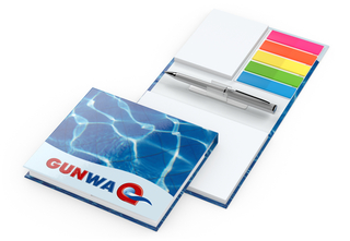 Haftnotiz-Set Amsterdam A White Bookcover mit Mini-Kugelschreiber