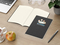 Notizbuch Copy-Book Seiten cremefarben Naturkarton-Softcover farbig, DIN A5, Lineatur Winkelkaro, Siebdruck-Digital inkl.