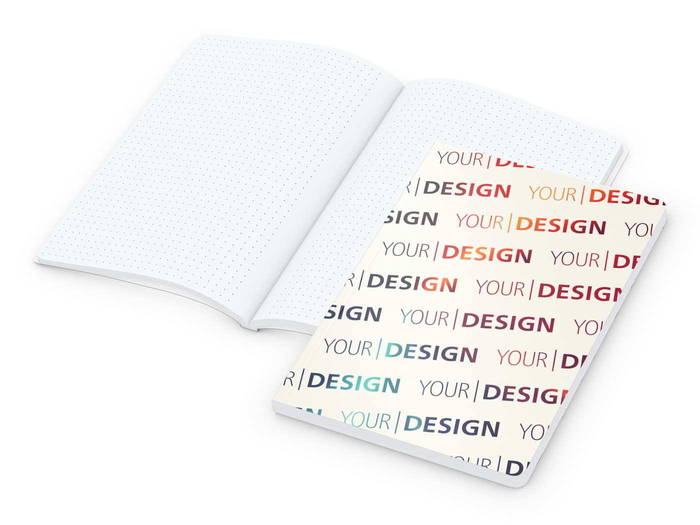Notizbuch Flexx-Book Umfang groß Karton-Softcover individuell bedruckt, DIN A5, Lineatur Punktraster, Einband-Material Naturkarton