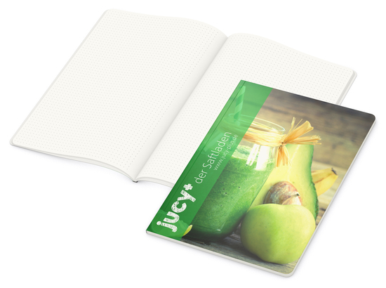Notizbuch Copy-Book RECYCLING Naturkarton-Softcover individuell bedruckt, DIN A4, Lineatur Punktraster
