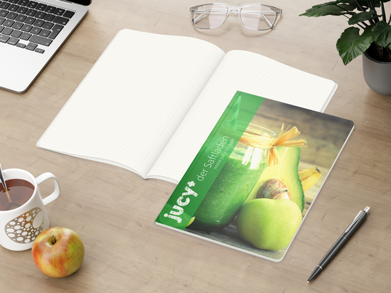 Notizbuch Copy-Book RECYCLING Naturkarton-Softcover individuell bedruckt, DIN A4, Lineatur Punktraster