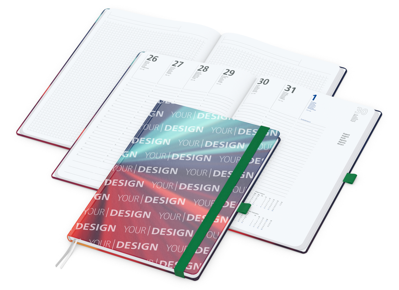 Wochenkalender vorne + Notizen hinten Match-Hybrid Papier-Hardcover, DIN A4, Einband-Material Papier glänzend