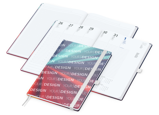 Wochenkalender vorne + Notizen hinten Match-Hybrid Papier-Hardcover, DIN A4, Einband-Material Papier glänzend