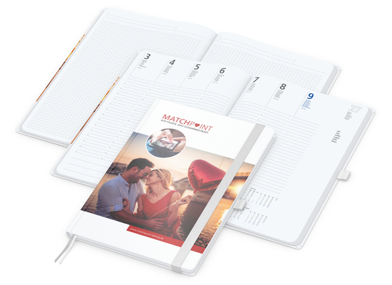Wochenkalender vorne + Notizen hinten Match-Hybrid Papier-Hardcover, DIN A4, Einband-Material Papier matt