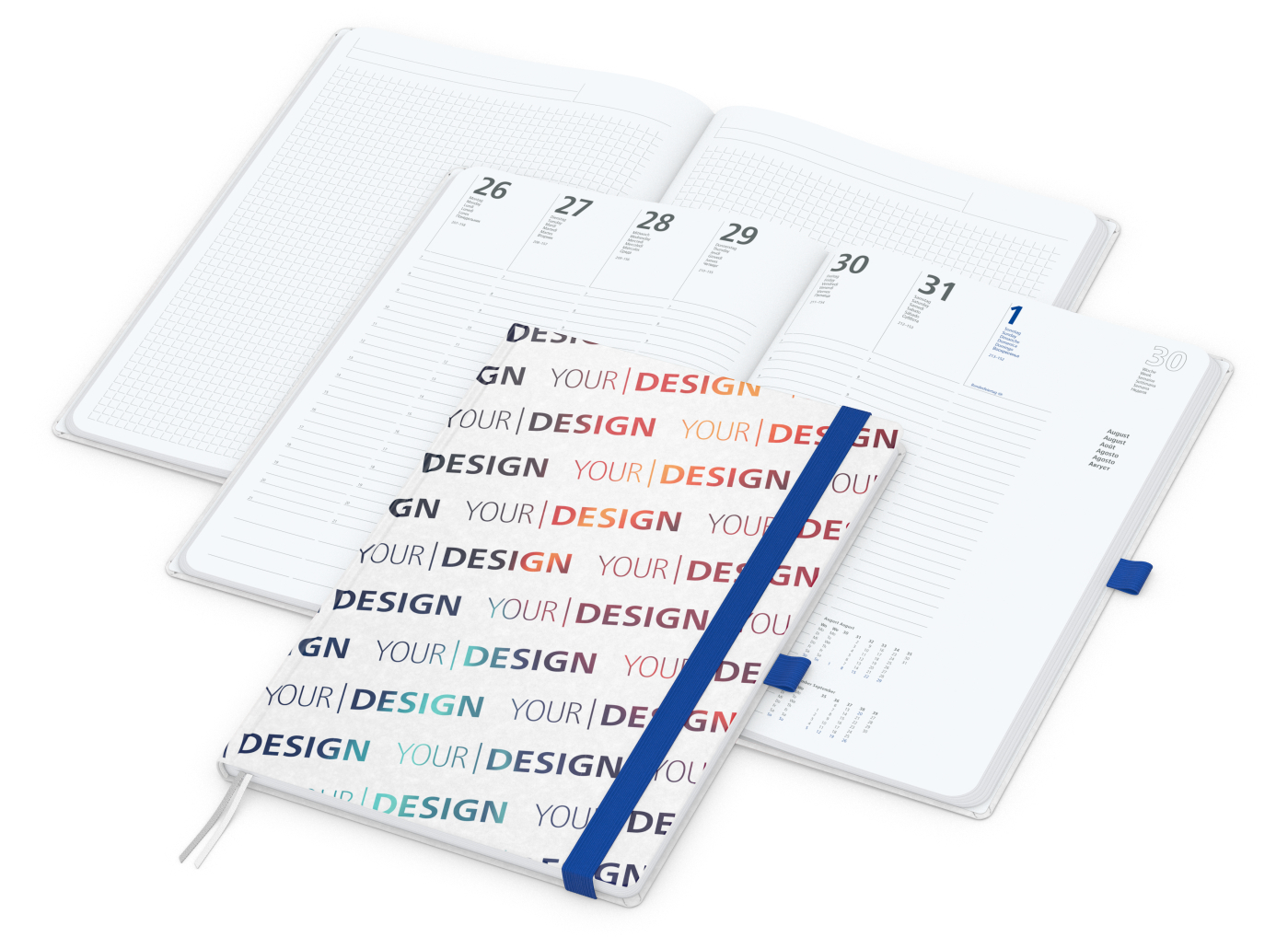 Wochenkalender vorne + Notizen hinten Match-Hybrid Papier-Hardcover, DIN A4, Einband-Material Naturpapier weiß
