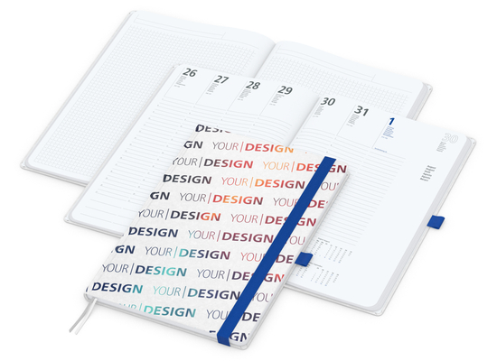 Wochenkalender vorne + Notizen hinten Match-Hybrid Papier-Hardcover, DIN A4, Einband-Material Naturpapier weiß