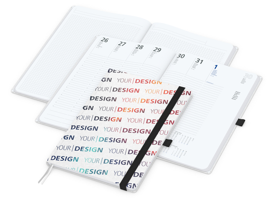Wochenkalender vorne + Notizen hinten Match-Hybrid Papier-Hardcover, DIN A4, Einband-Material Naturpapier weiß