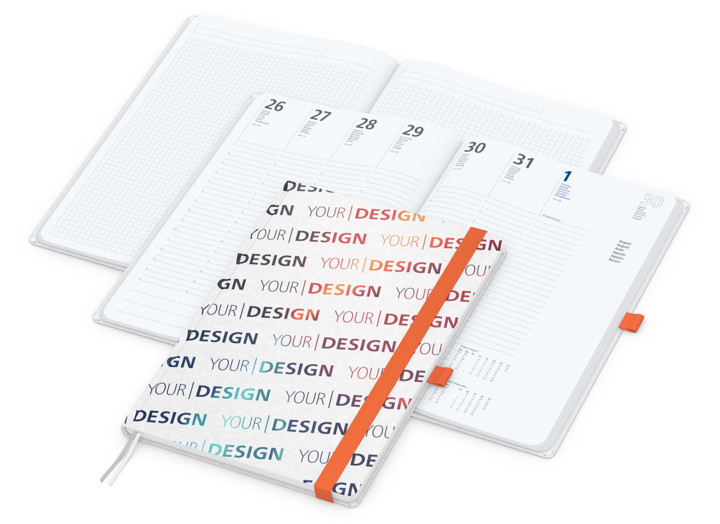 Wochenkalender vorne + Notizen hinten Match-Hybrid Papier-Hardcover, DIN A4, Einband-Material Naturpapier weiß