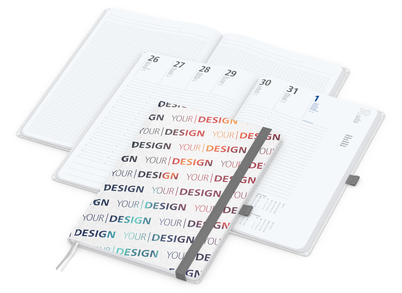 Wochenkalender vorne + Notizen hinten Match-Hybrid Papier-Hardcover, DIN A4, Einband-Material Naturpapier weiß