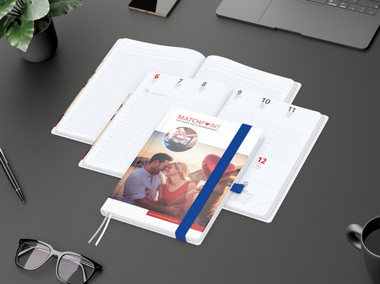 Wochenkalender vorne + Notizen hinten Match-Hybrid Papier-Hardcover, DIN A5, Einband-Material Papier glänzend