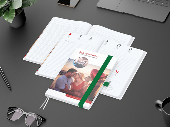 Wochenkalender vorne + Notizen hinten Match-Hybrid Papier-Hardcover, DIN A5, Einband-Material Papier matt