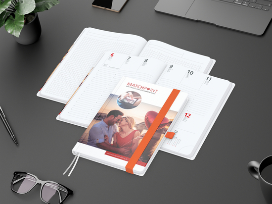 Wochenkalender vorne + Notizen hinten Match-Hybrid Papier-Hardcover, DIN A5, Einband-Material Papier matt